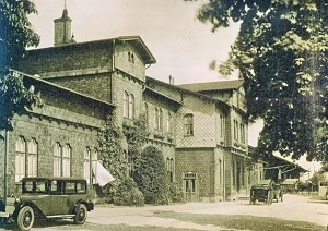 Moderne Zeiten: Vor dem Bahnhof Dissen - Bad Rothenfelde parken neben Pferdefuhrwerken und Kutschen auch Autos. FOTO: ARCHIV RIEKE/HEIMATVEREIN DISSEN